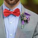 HOULIFE Bow Ties for Men Formal Satin Bowties Pre-tied Style Classic Tuxedo Bowtie Handkerchiefs Cufflinks Sets for Wedding (Red)