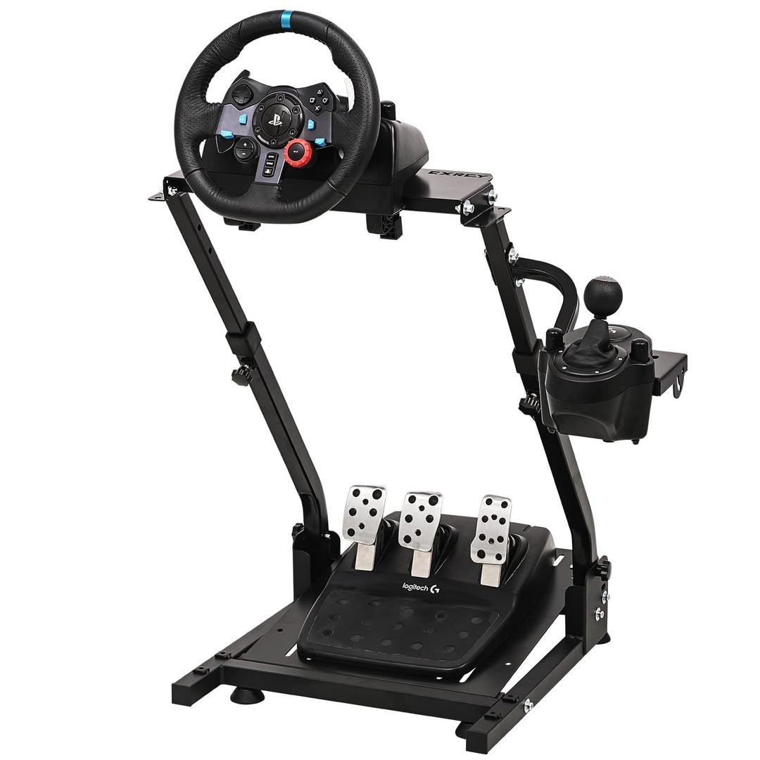 CXRCY Racing Wheel Stand Height Adjustable & Foldable Steering Wheel Stand Compatible with Logitech G920 G29 G27 G25 Gaming Cockpit (Wheel and Pedals Not Included) (Black)
