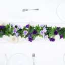 Floweroyal 2 Pack Artificial Flower Garlands 15.8FT Fake Rose Vines Silk Flowers Hanging Rose Ivy for Wedding Arch Party Home Garden Wall Decor (Purple)