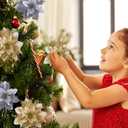 4 x SolarStar 12 PCS Siver Glitter Poinsettias Artificial Christmas Flowers, 5.5 inches, with Clips for Christmas Tree Decoration, Home, Wedding, Party, Wreath Decoration Xmas Tree Ornaments (Silver)