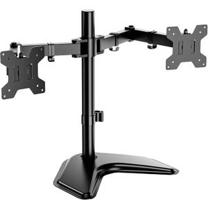 WALI Dual Monitor Stand for Desk, Monitor Stands for 2 Monitors up to 27 inch, Dual Monitors Mount Fits up to 22lbs, Free Standing Full Motion Dual Monitors Arm for Desk (MF002), Black