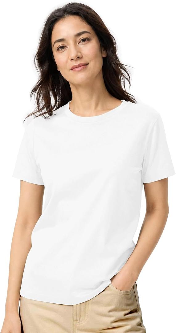 100% Cotton Premium Crew Neck T-Shirt, Classic Tee for Women Short Sleeve | No Poking Labels, Ultra-Soft, Breathable, Everyday Essential, All Day Active Wear