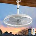 AHAWILL Outdoor Ceiling Fans with Lights, 20'' Gazebo Fan, Plug in Ceiling Fan for Patios, Pergola, Ceiling Fan with Remote Control, Hanging with Hook,White, 20.5*20.5*8.5inch