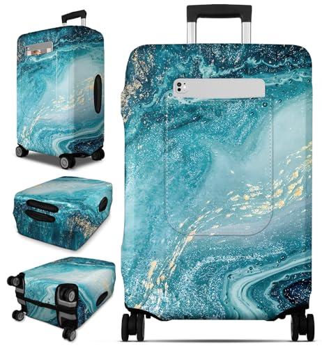 Slohif Luggage Cover for Suitcase Tsa Approved Protector - Luggage Sleeve Large Suit Case Cover Travel Stretch Baggage Case Protective Washable Fit 22-24 Inch Sea Wave S
