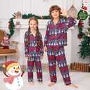 ANGELGGH Family Christmas PJs Matching Sets Long Sleeve Festival Party Pajamas Holiday Warm Sleepwear Couples Button Loungewear (Women, L, Striped Snowman)