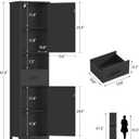 TEENFON Tall Bathroom Storage Cabinet with Barn Doors, Narrow Bathroom Cabinet with Drawer, Narrow Storage Unit, Adjustable Shelves, Floor Cabinets for Living Room, Entryway, Kitchen, Black, 11.8"D x 15.8"W x 67"H