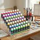 7-Layer Acrylic Craft Paint Storage & Brush Holder, Miniature Hobby Paint Bottle Rack for Model Paints, Small Airbrush Nail Polish Supply Holder, Clear Alcohol Ink Display Organizer