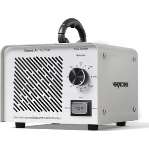 125,000mg/h Ozone Generator, High-Capacity Ozone Machine & Negative Ion Air Purifier O3 Air Ionizer Odor Removal for Home, Car, Pets, Basement Covers up to 2500 Sq.Ft. (Silver)