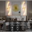 Battery Operated Wall Sconce Set of two, 3000K-6000K LED Dimmable Battery Wall Sconces with Remote Control, USB Rechargeable 31.4" gold Wireless Wall Lights for Living Room, Bedroom, Staircases