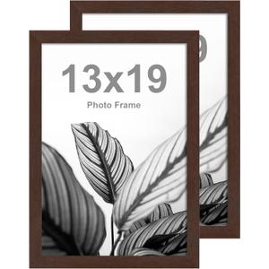 FrameWorks 13x19 Wooden Poster Frame, Classic Mahogany Matte Edged Frames w/Shatterproof Acrylic Glass, Photos, Posters, Prints, Wall Decor  Home, Office, Gallery Display - Mahogany - 2 Pack