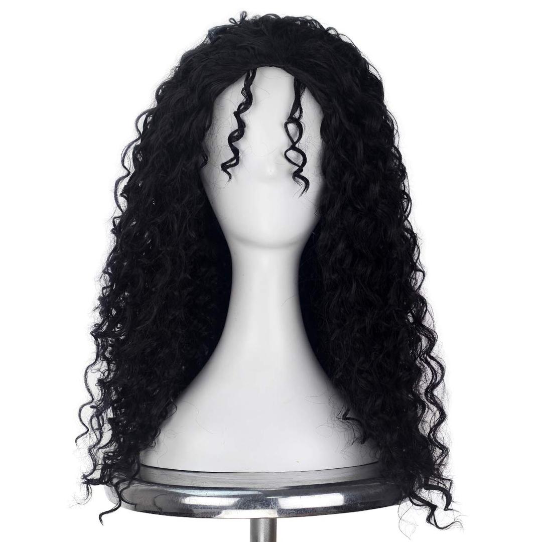 Miss U Hair Women Classic Long Afro Curly Witch Cosplay Costume Wig Punk Lolita Wig (Black) 50cm/19.7"