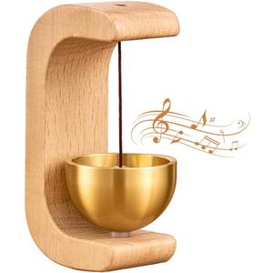 Wooden C-Shaped Wind Chime for Doors, Magnetic Shopkeepers Bell with Adhesive & Magnetic Mount - Wood Doorbell for Refrigerator/Room/Porch/Garden/Backyard/Home Gift