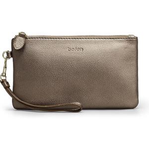 befen Genuine Leather Wristlet Clutch RFID Blocking Bag Cell Phone Wallet Purse Wristlet Wallet Purses and Handbags for Women (Metallic Bronze Pewter)