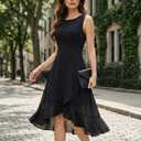 Allegra K Women's Summer Dresses 2026 Wrap Ruffle High Low Hem Round Neck Keyhole Back Sleeveless Floral Dress Large Black1