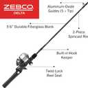 Zebco Delta Spincast Reel and Fishing Rod Combo, 5-Foot 6-Inch 2-Piece Fishing Pole, Size 20 Reel, Changeable Right- or Left-Hand Retrieve, Pre-Spooled with 6-Pound Zebco Fishing Line, Cool Gray