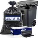 Plasticplace 65 Gallon Trash Bags 1.5 Mil Black Heavy Duty Garbage Can Liners 50 x 48 (50 Count)