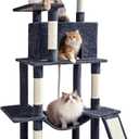 Cat Craft Cat Tree 63 Inch Cat Tower for Indoor Cats, Multi-Level Cat Tree for Large Cats 20 lbs+ Heavy Duty Cat Tower with Sisal Scratching Posts, Hammock, Condo and Extended Platform, Dark Grey