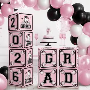 2026 Graduation Decorations, Pink Graduation Party Decorations Graduation Balloons Arch Kit Boxes With Letters 2026 Grad for Middle School High School College ect.