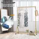BOSURU Gold Pipe Clothing Racks Freestanding, Modern Metal Clothes Rack Heavy Duty, Easy Assemble Clothing Rack for Hanging Boutiques and Bedroom 47" L