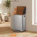 SONGMICS HOME 13-Gallon Trash Can, Stainless Steel Step Garbage Can for Kitchen, Soft Close Lid, Removable Inner Bucket, 15 Trash Bags, 16.6 x 14.9 x 25.7 Inches, 1 Pack, Silver