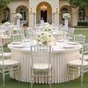8 Pack Ivory 95% polyester 5% spandex Round Tablecloths for 60 inch Table, Wrinkle Free Stretchy 120inch Fitted 5FT Round Table Cloths Cover with Skirt for Wedding Party Dining Banquet