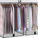 22 Gusseted Garment Bags for Hanging Clothes, All Clear Clothes Cover for Closet Storage, Wardrobe Coat Protector for Suit, Shirt Bottom Enclosed, 2 Pack, 32" Long