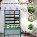 Raised Garden Bed Outdoor, Cedar Wooden Planter Boxes with Trellis, 17.7L x 16.1W x 27.6H Raised Planter Box with Legs for Backyard, Patio, Balcony with Bed Liner (Blue)