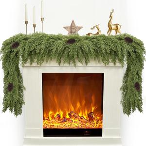 6FT Artificial Cedar Christmas Garland for Mantle Christmas Decorations Real Touch Realistic Greenery Faux Pine Garlands for Xmas Home Decoration Fake Winter Indoor Outdoor Garland Door Decor