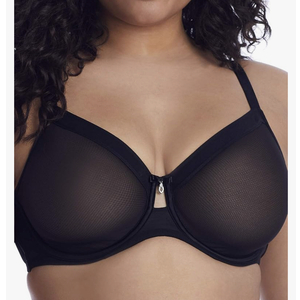 Curvy Couture Womens Sheer Mesh Full-Coverage Unlined Underwire Bra Size 38DDD, Black