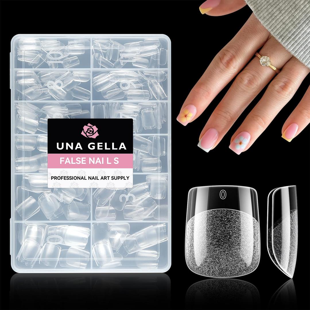 UNA GELLA Extra Short Square Nail Tips XS 216pcs Pre-shape Extra Short Square Press on Nails Gel Tips Full Cover Acrylic Nails False Nails For DIY Salon 12 Sizes