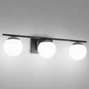 Ralbay Matte Black Bathroom Lights - 3-Light Mid Century Modern Vanity Lights with Milky Glass for Wall Lighting