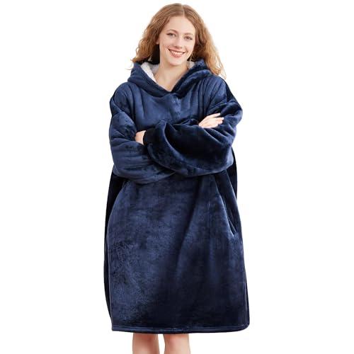 AmyHomie Wearable Blanket Hoodie for Adults & Teens,Oversized Sherpa Hooded Blanket,Warm Cozy Blanket Sweatshirt as Christmas Birthday Gifts for Women Men
