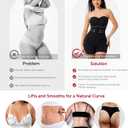 Nebility Strapless Shapewear for Women Tummy Control Shapewear Bodysuits Full Body Shaper with Adjustable Bow & Halter Neck, Large