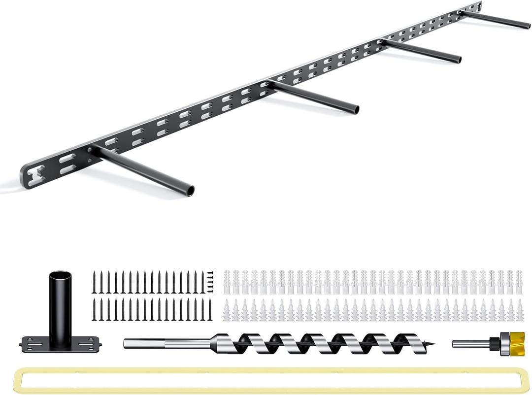 1pc Floating Shelf Bracket Heavy Duty,Decorative Floating Shelf Hardware Hidden Black Metal Fireplace Mantel Brackets (43"X6"X1.0" with Tool)