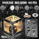 Woanger 44 PCS Graduation 2026 Box Decoration - Congrats Grad Party Box Set with LED Light Strings & Balloon Proud of You Party Supplies for Class of 2026 School College(Black and Silver)