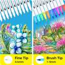 168 Colors Coloring Markers for Artists Coloring Books No Bleeding Water-based Dual Tips Fineliner & Brush Drawing Pens Art Pens for Kids & Adults