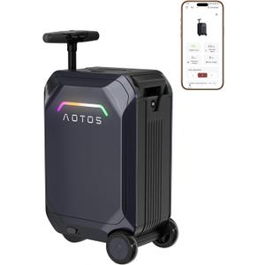 AOTOS Smart Rideable Luggage-Roller Carry-on Luggage 22x14x9-TSA, Airline-Approved 22'' Hardshell, Zipperless Travel Suitcase with Rolling Wheels App Control - Cabin Suitcase for Airport Travel, small
