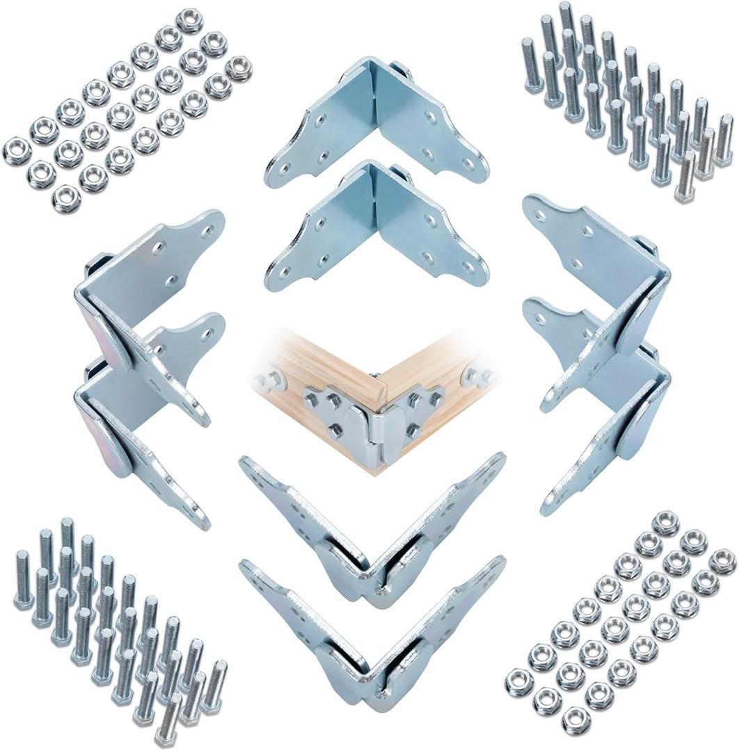 Lonffery 8 Sets Trailer Stake Sides Brackets, Corner Brackets with Screws for Wood, Utility Trailer
