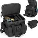 GOBUROS Tactical Gun Range Bag with 3 Pistols Capacity and TSA Lock, Gun Duffle Bag with 2 Small Pistol Cases and 12x Magazine Slots, Multi-Pockets for Hunting and Shooting Range Gear, Black