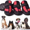 Pack of 2, PETQYS Dog Shoes,Mesh Breathable Dog Boots for Walking Running Hiking,Soft Non-Slip Rugged Rubber Sole Dog Booties with Adjustable Straps 4Pcs,Black-Size5