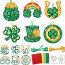 2 x Feifeiya 24 Sets St. Patrick's Day Suncatchers Craft Kit for Kids DIY Shamrock Tissue Paper Sign Art Craft Kit Gift for Irish Saint Patrick Classroom Game Activities March Holiday Party Decor