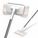 Masthome Snap Grip Mini Mop with Built-in Squeegee, Zero Touch Cloth Changing Dust Mop, 360° Swivel Head Small Mop for Walls, Bathroom Corners, Windows, Includes 1 Reusable Cloth