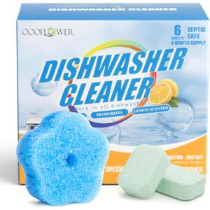 3 x 6-Pack Dishwasher Detergent and Deodorizer Tablets with Kitchen Sponge, Deep Clean Formula, Dishwasher Safe, Removes Scale, Odors, and Hard Water Residue (Lemon Scent)