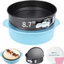 8.7 In Springform Pan, Round Leakproof Nonstick Removable Bottom Cheesecake Pan, Baking Silicone cake pans Protector with 50PCS Parchment Paper