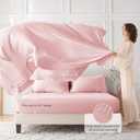 MUXHOMO 7 Pieces Queen Comforter Set, Seersucker Bed in a Bag Queen Size, All Season Luxury Bedding Set with Comforter, Flat Sheet, Fitted Sheet, Pillowcases & Shams, Pink
