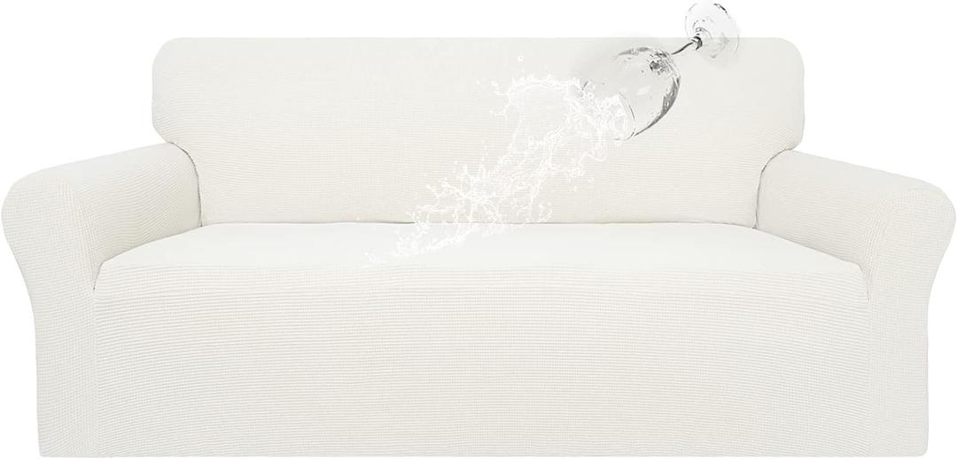 Easy-Going 100% Waterproof Couch Cover, Dual Waterproof Sofa Cover, Stretch Jacquard Sofa Slipcover, Leakproof Furniture Protector for Kids, Pets, Dog and Cat (Oversized Sofa, Cream)