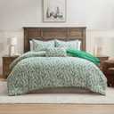 Hallmark Queen/Full Size 4-Piece Holiday Bedding Set | Festive Comforter, 2 Shams, Decorative Pillow | Lightweight & Cozy Home Decor | Super Soft Microfiber Fabric | Wrinkle-Resistant | Green Branches