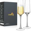 Champagne Flutes Glass Set of 2, Crystal Champagne Glasses 7OZ