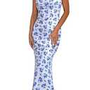 PRETTYGARDEN Women's 2025 Summer Floral Spaghetti Strap Maxi Dress Stretch Sexy Bodycon Dress Backless Slip Long Dresses (Floral Blue, XX-Large)