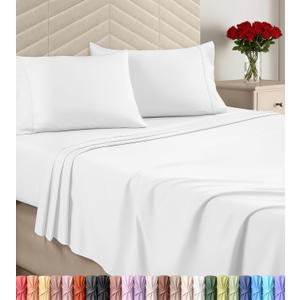 Utopia Bedding Queen Size 4 Piece Sheet Set - Brushed Microfiber - Soft Bed Sheets for Queen Size Bed Set - Includes 1 Fitted, 1 Flat, & 2 Pillow Cases - Deep Pocket (White)
